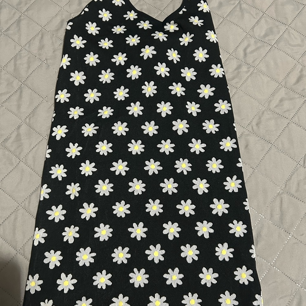 Black Dress with Daisy Print